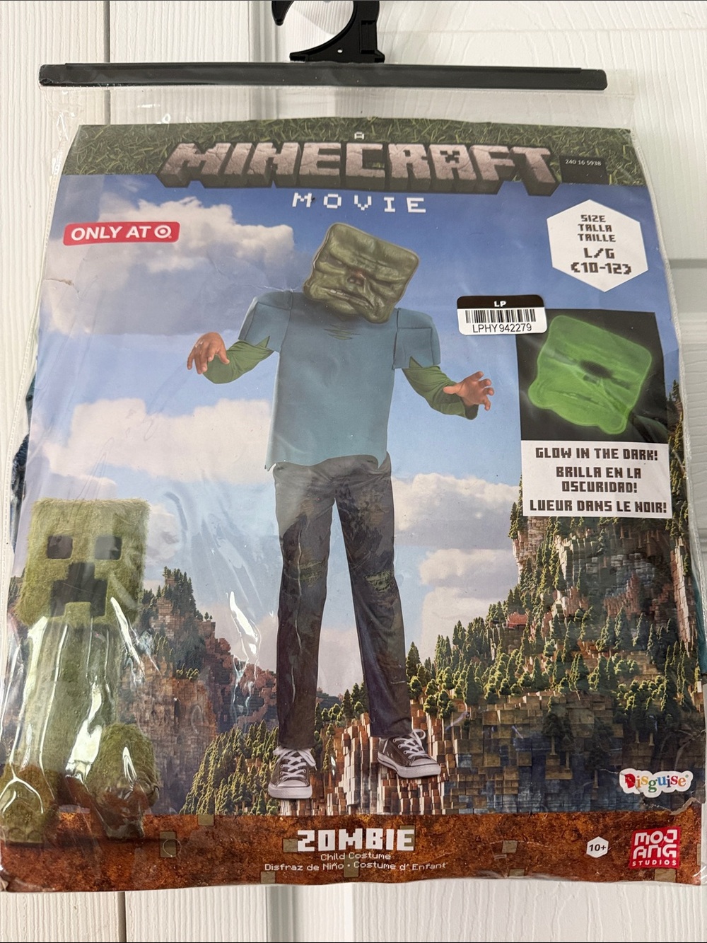 Minecraft Movie Zombie Glow-in-the-Dark Kids Costume - Green Sz L (10/12) NWT